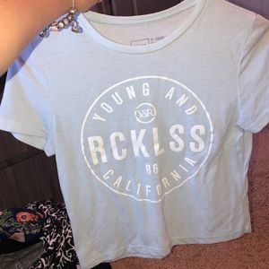 Young and reckless crop top, baby blue